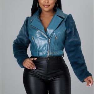 Winter Leather & Fur Motorcycle Bomber Jacket